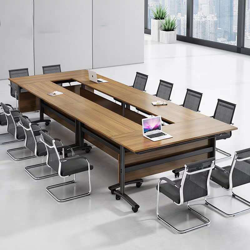 会议条桌折叠培训桌椅带轮可移动拼接翻板桌多人拼接洽谈桌员工桌