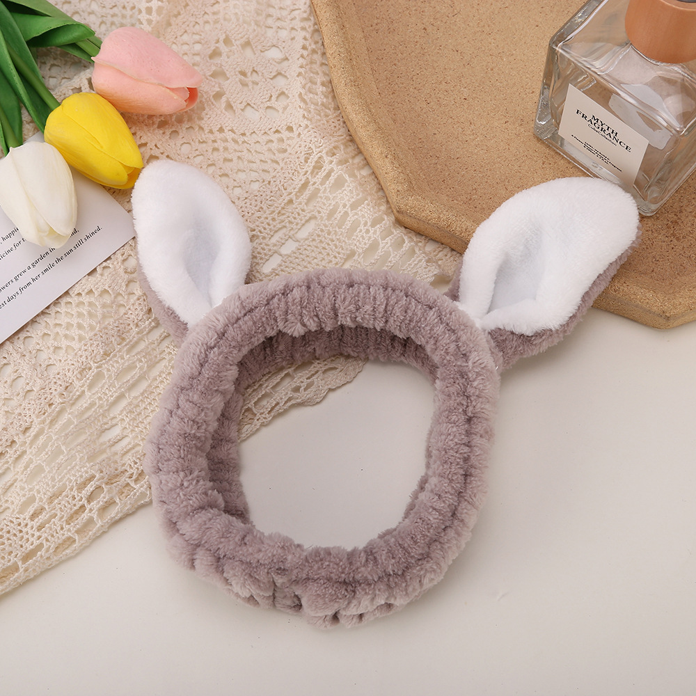 Autumn and Winter New Three-Dimensional Rabbit Ears Plush Hair Band Sports Face Wash Headband Cartoon Cute Children's Hair Accessories Wholesale