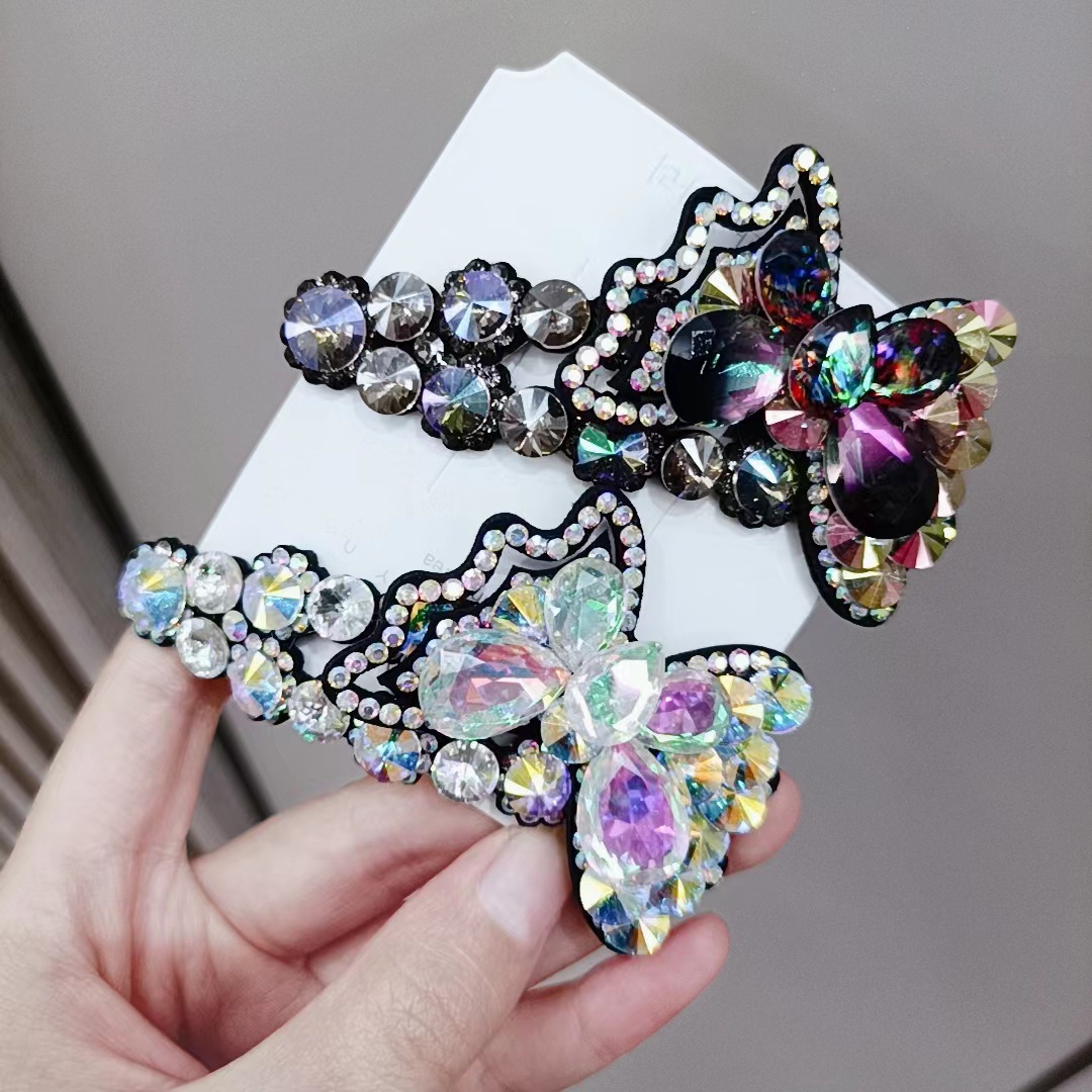 Korean Hairpin New Crystal Butterfly Break Clip BB Clip Bang Clip Bar Clip Side Clip Girls Factory Spot