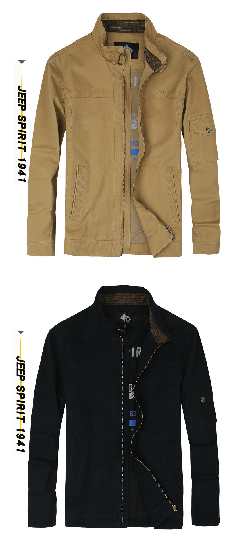 jeep吉普春季新款中年纯色时尚男装外套休闲男士立领夹克批发