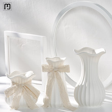 玛森蕾丝白色陶瓷满天星干花花瓶客厅简约创意水养家居装饰插花摆
