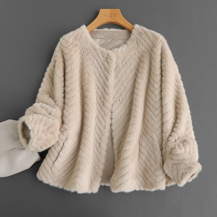环保丹麦貂~奢贵气质圆领毛绒皮毛一体外套女秋冬新-阿里巴巴