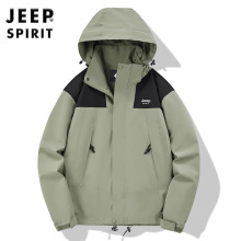 JEEPSPIRIT新款外套连帽男女同款春秋季薄情侣外套大码登山服23