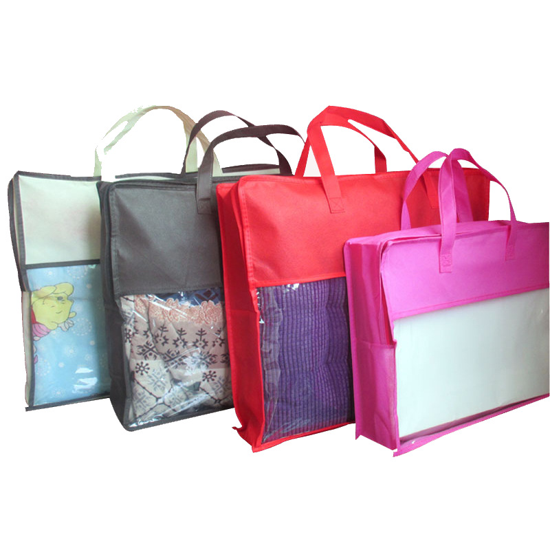 764T Non-Woven Bag Customized Four-Piece Zipper Bag Home Textile Packaging Transparent Bag Pajamas Buggy Bag Flannel