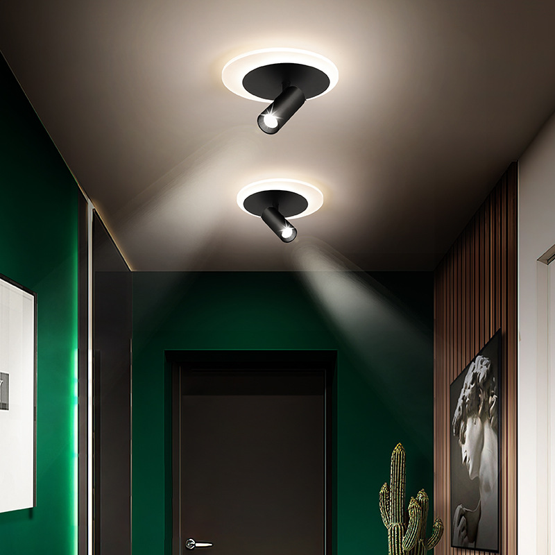 led简约现代亚克力过道灯走廊壁灯温馨时尚黑白带射灯家居壁灯