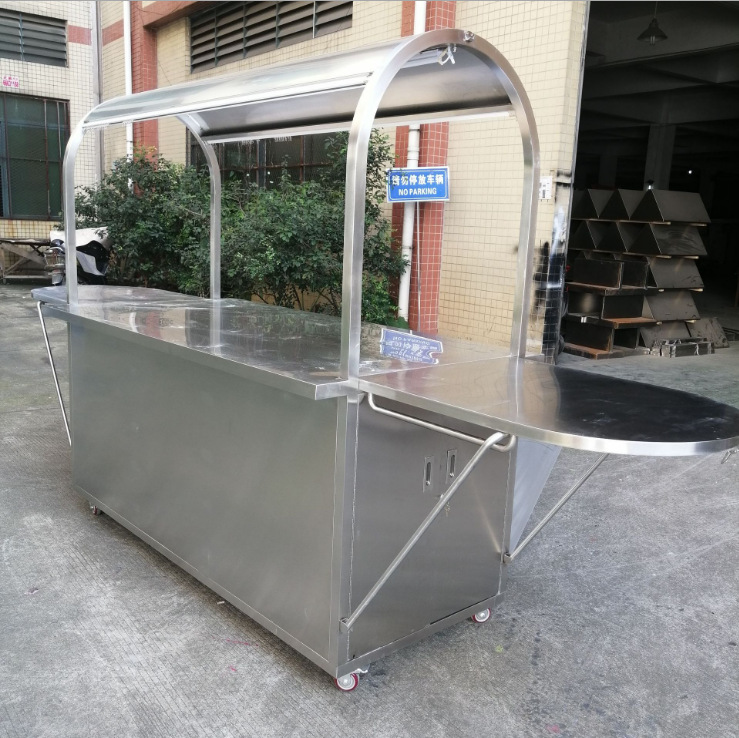 厂家批发不锈钢手推餐车夜市多功能流动冷饮奶茶小吃摆地摊车