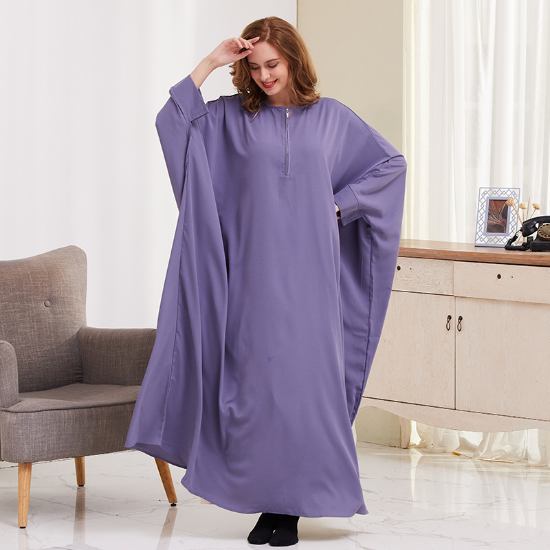 Xg2056 AliExpress Large Swing Solid Color Batwing Sleeve Robe Muslim Dress