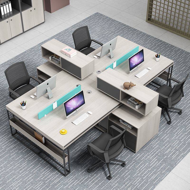 办公室桌椅组合简约职员桌椅4/6人位屏风位四人位办公桌电脑桌椅