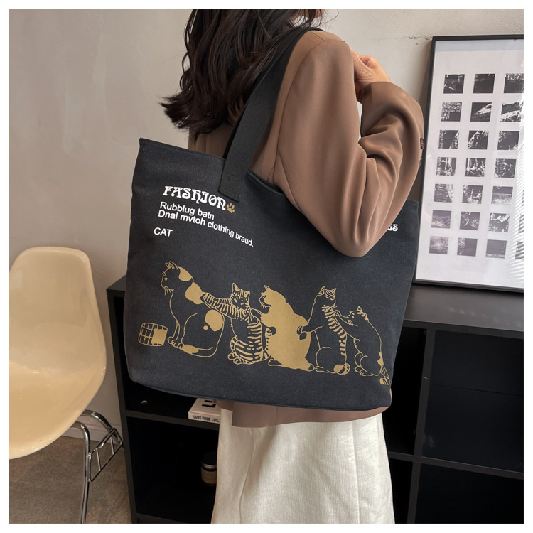 Women's Bag 2023 New Large Capacity Canvas Bag Fashionable Korean Style Fashion Handbag Japanese Style Students Class Bag
