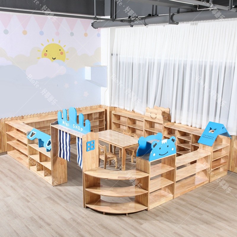 幼儿园书包柜实木玩具柜子书架区角柜儿童收纳架储物柜套装置物架