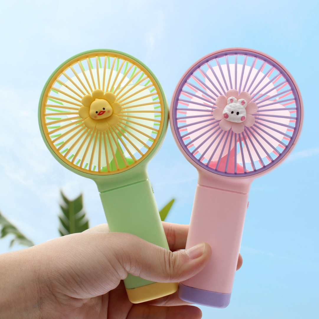 Handheld with Base Bracket Cartoon Little Fan Rechargeable Summer Children Portable Mini Fan Practical Gift