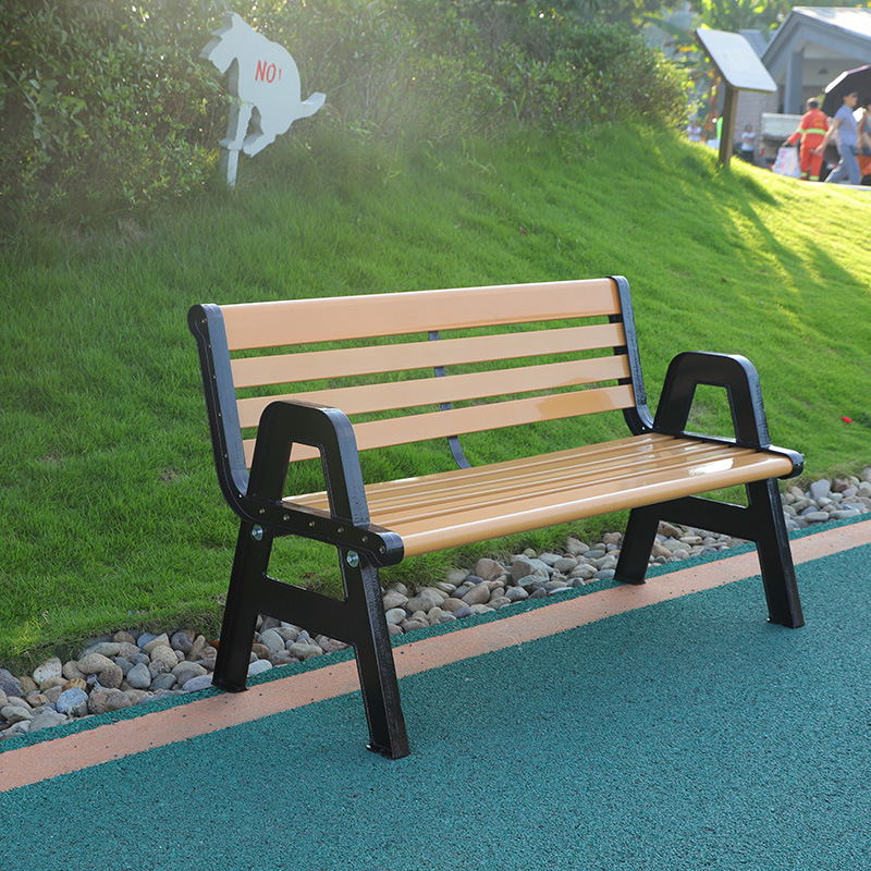 公园椅户外长椅子庭院连排椅双人长条凳子室外广场塑木休闲铁座椅