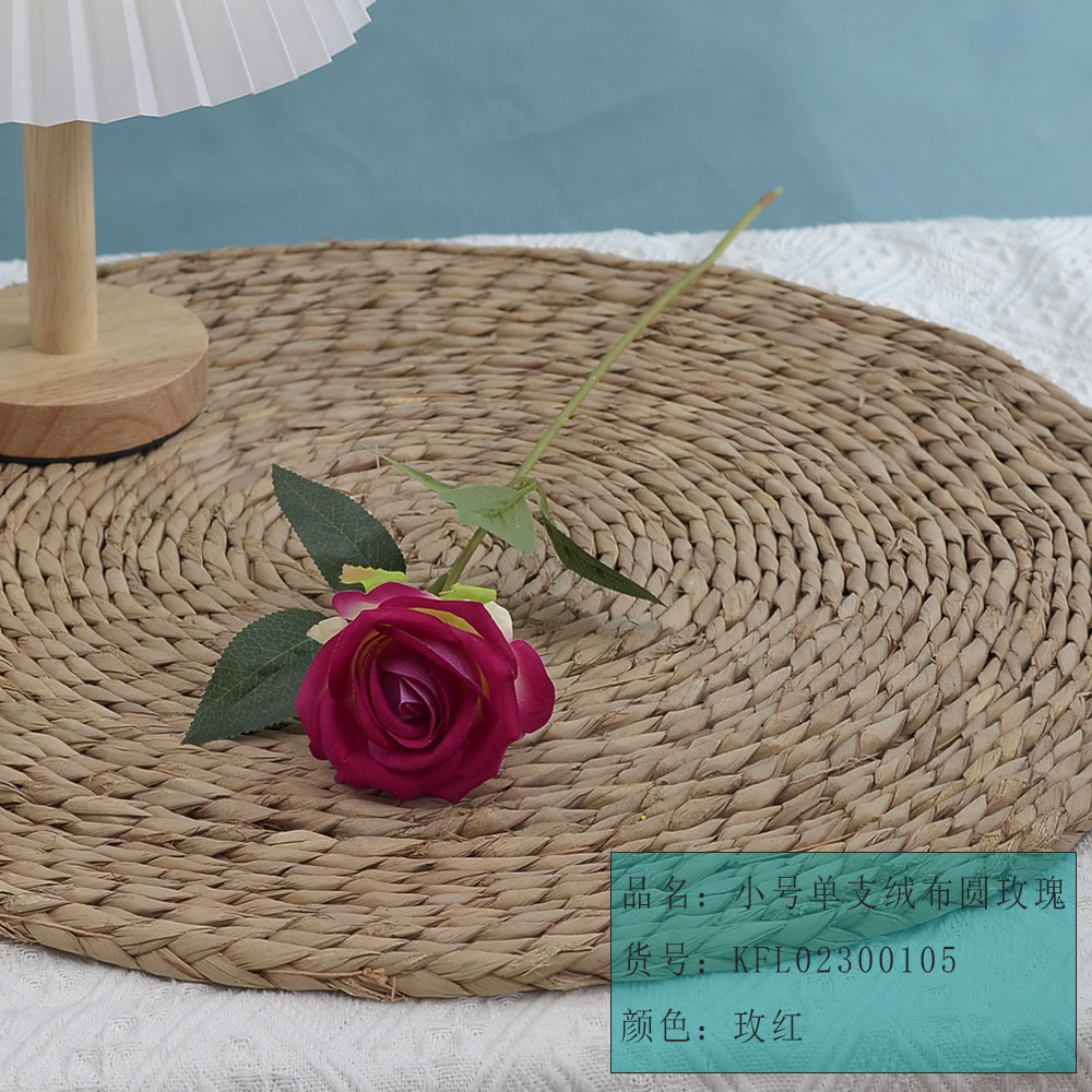 Artificial Rose Single Touch Flannel Rose Home Wedding Decoration Valentine's Day Artificial Flower Holding Fake Flower