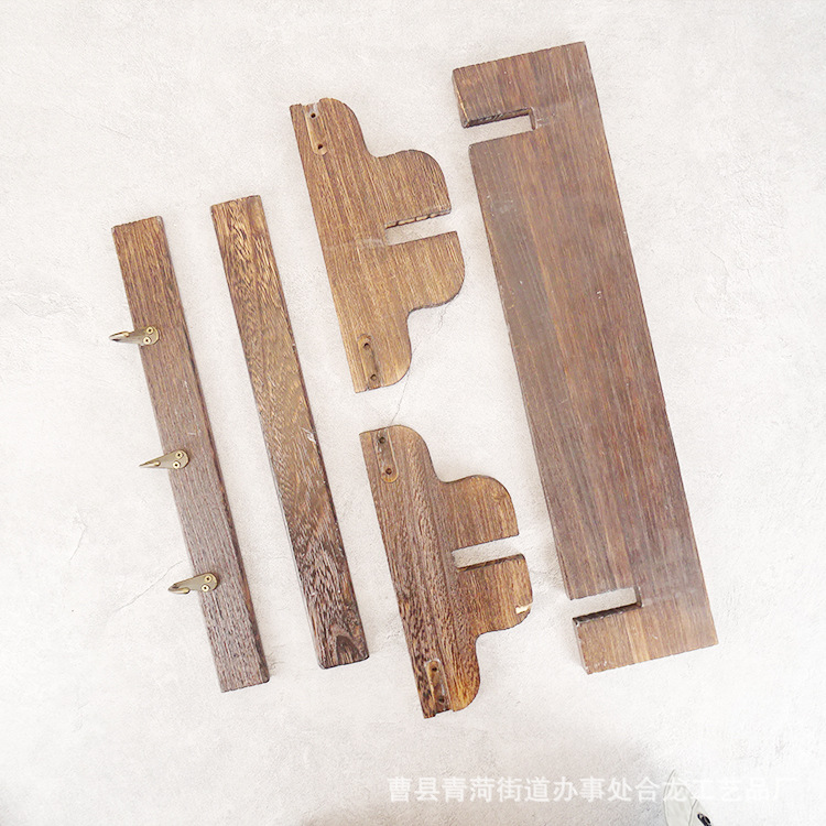 Wall Rack Punch-Free Wall Bulkhead Bracket Bedside Wall Wall-Mounted Decoration Bedroom Wooden Rack Key Holder