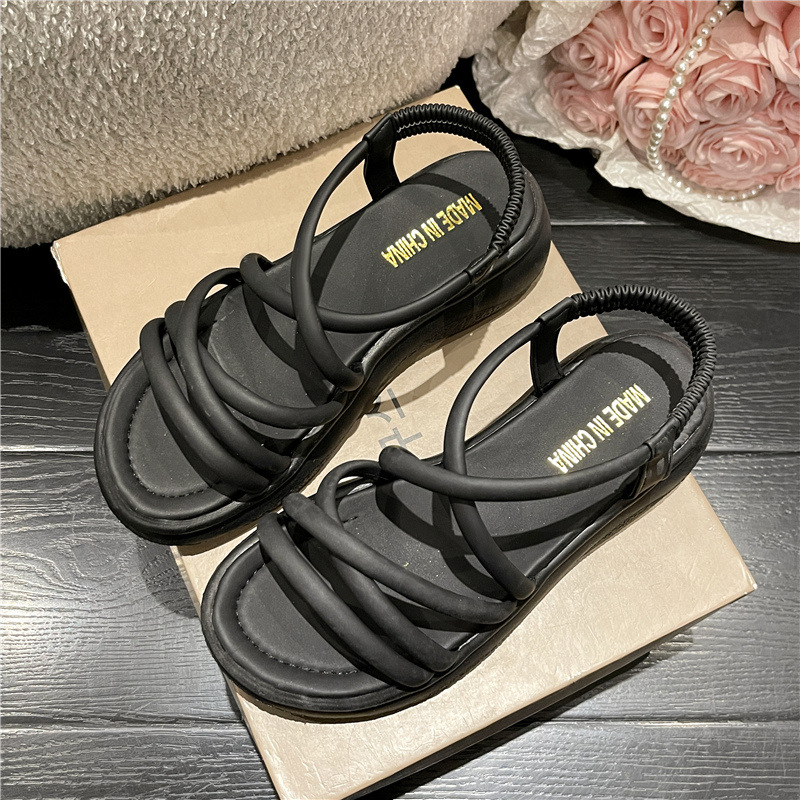 Roman Sandals Women's Thick Bottom 2023 Summer New Casual Versatile Fairy Style Soft Bottom Non-Slip Beach Shoes Wholesale