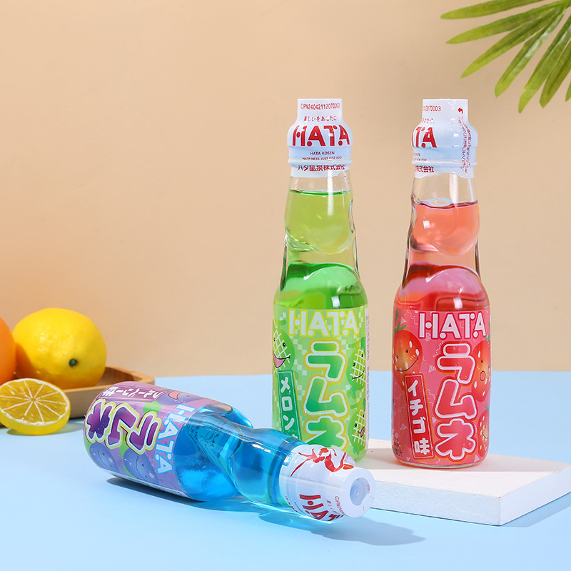 日本进口波子汽水批发hata哈达网红弹珠200ml果味碳酸饮料气泡水