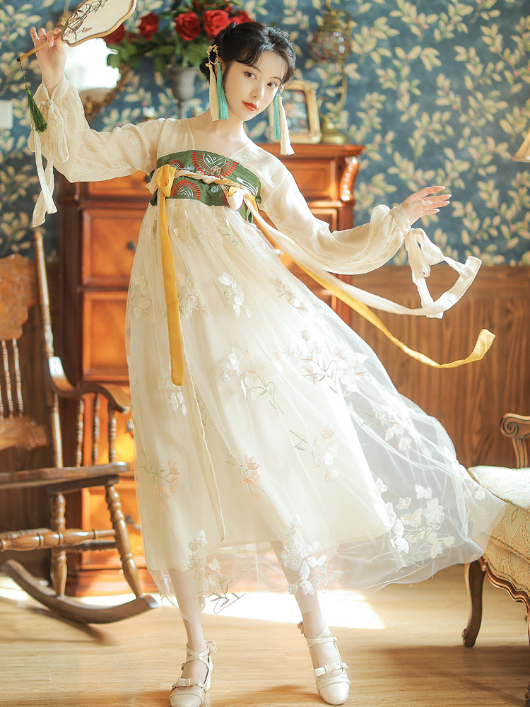 改良汉服襦裙国风元素长裙超仙清纯女装甜美仙气飘飘超乖连衣裙春