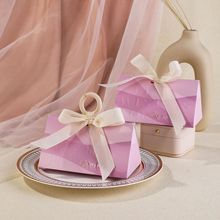 欧式结婚紫色喜糖盒高级感 浮雕手提糖果礼包装盒订婚伴手礼盒子