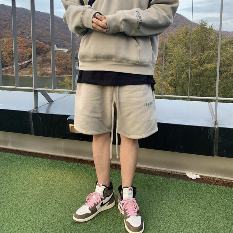 fear of god复线essentials 抽绳反光fog加绒短裤高街五分裤男女