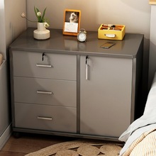 床头柜出租房带锁带轮简约现代家用卧室收纳柜床头置物架小型柜子