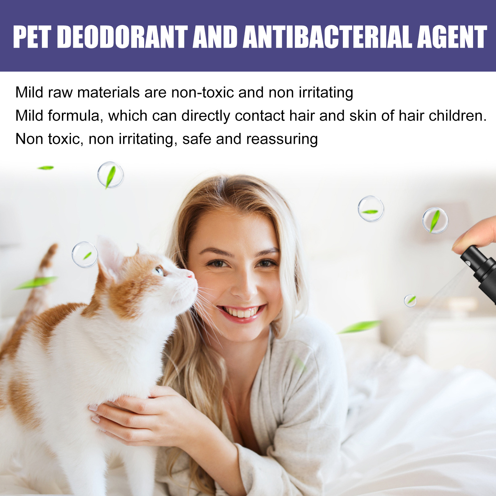 Yegbong Pet Deodorant Spray Dog Cat Body Odor Feces Air Fresh Deodorant