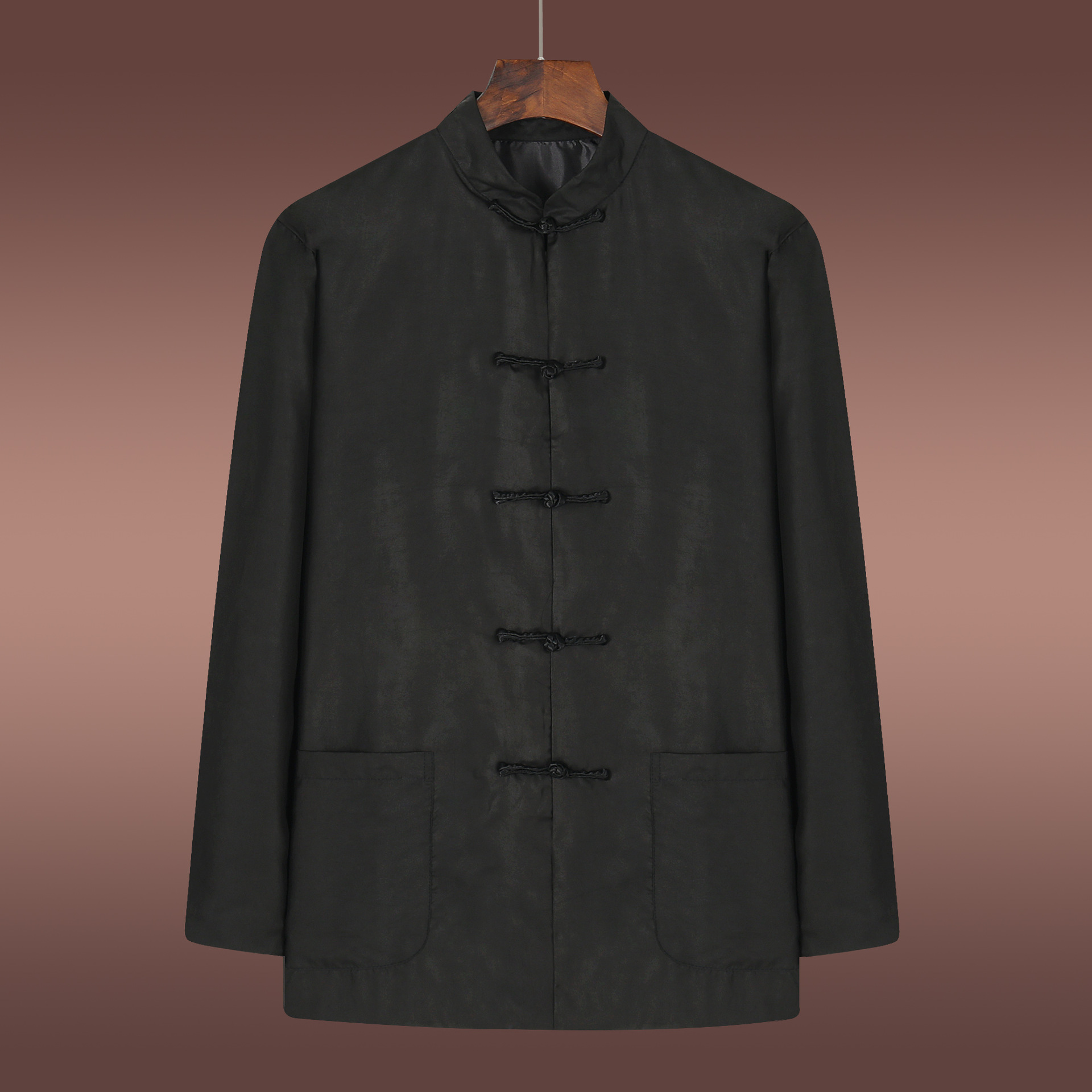 香云纱唐装男春秋季长袖真丝桑蚕丝绸莨绸上衣中式男装中国风外套