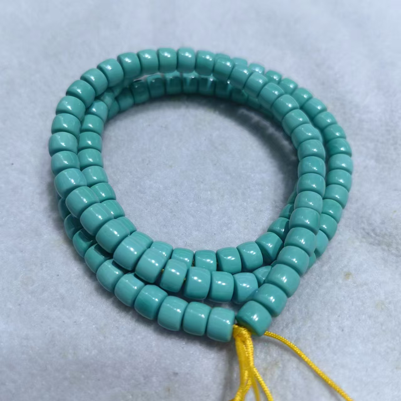 菱镁矿仿绿松石高瓷直切多圈长链文玩老型珠手串盘玩变色手链批发