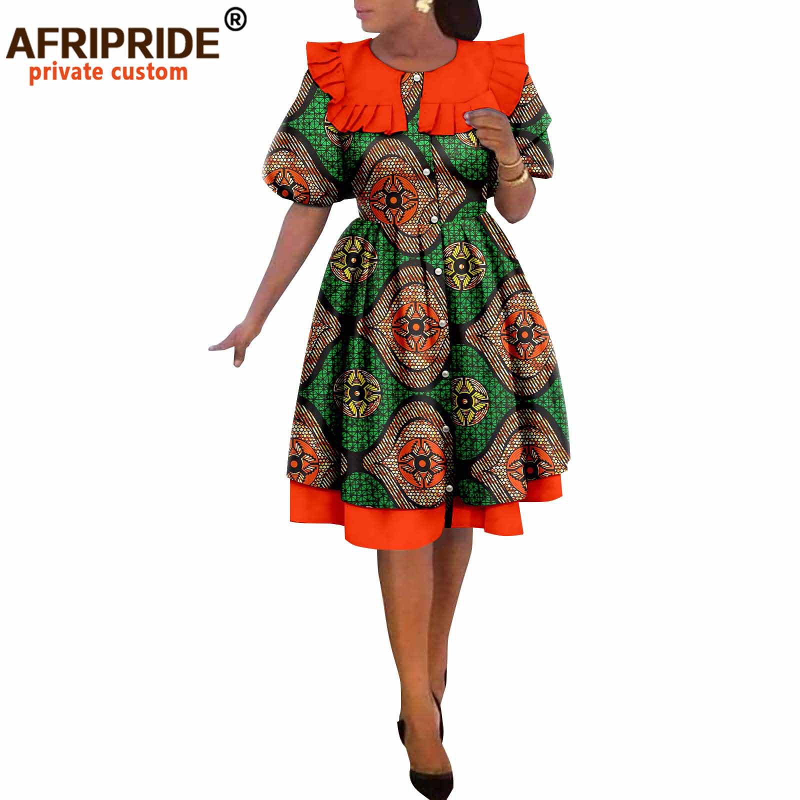 New African Ethnic Clothes Batik Printing Cotton Women's Dress Afripride 2225029