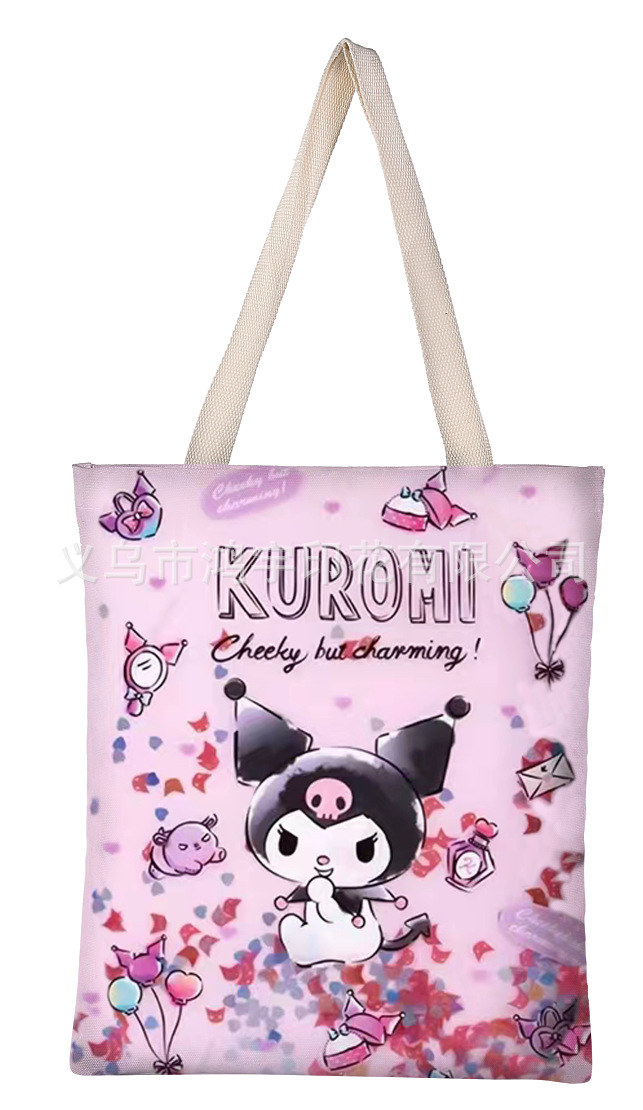 Adorable Pet Cartoon Sanrio Foldable Canvas Bag Storage Tote Student Shoulder Cotton Bag Wholesale