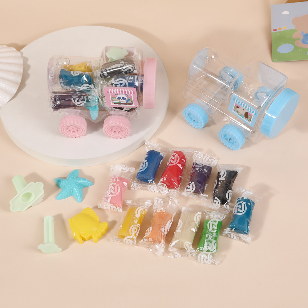 彩色橡皮泥小火车套装 儿童diy太空粘土 幼儿园手工超轻黏土玩具