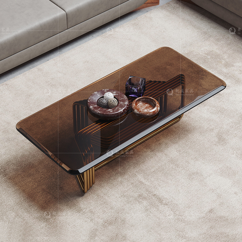 钢化玻璃茶几轻奢茶玻简约现代大小户型茶台客厅不锈钢金属茶几桌