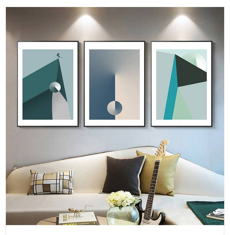 北欧现代几何微喷油画布装饰画客厅玄关挂画样板房沙发背景墙壁画
