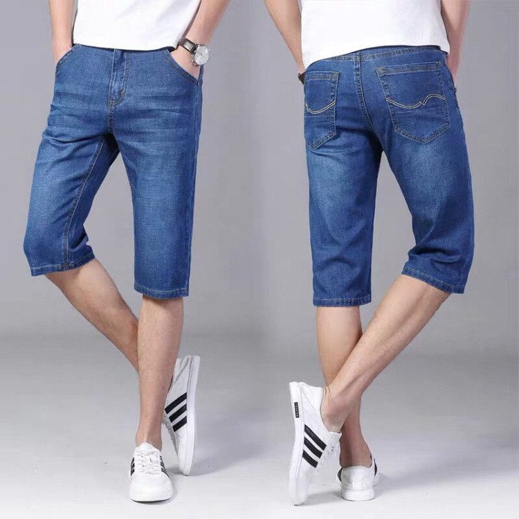 2020夏季爆款男装牛仔中裤 外贸直筒休闲韩版男式牛仔裤 地摊货源