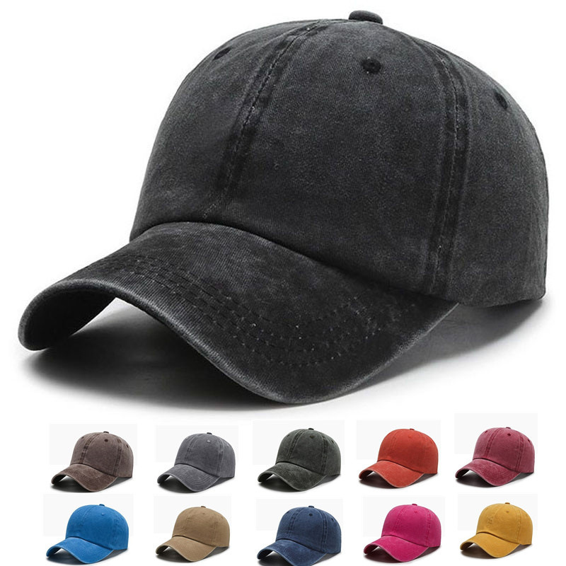 2022 new washed pure cotton solid color light board baseball cap female male baseball cap casual peaked cap korean style cap distressed