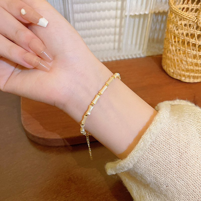 BraceletNew National Fashion Classical Bamboo Beaded Bracelet for Women Light Luxury Minority Exquisite Bracelet Internet Celebrity Graceful Personality Hand Jewelry