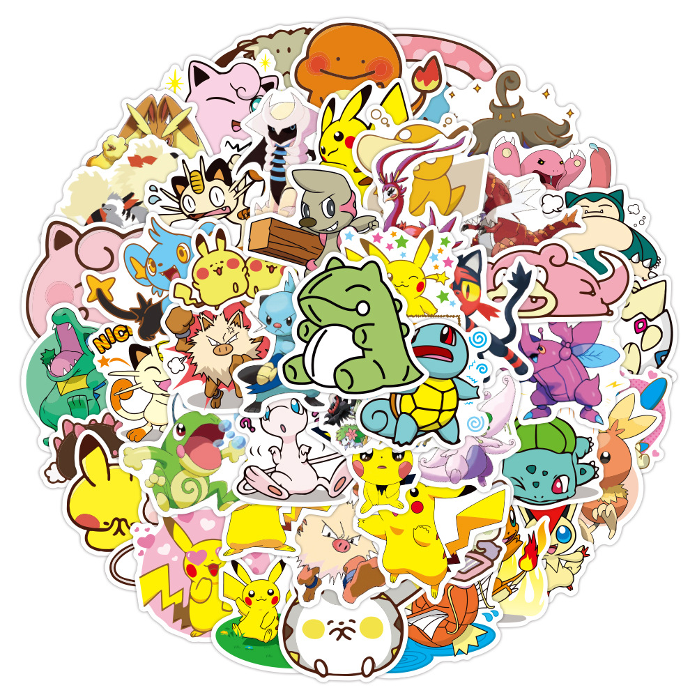 50张宠物小精灵卡通贴纸涂鸦装饰手机壳笔记本行李箱防水贴画批发