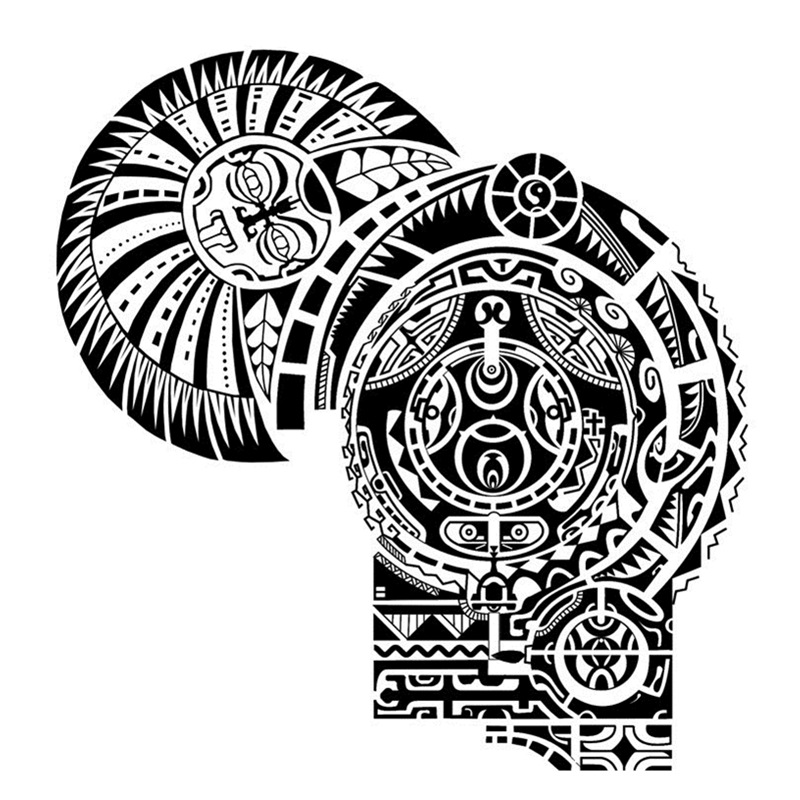 跨境专供 wwe巨星霸气肩胸部巨石强森花臂纹身贴纸太阳神图腾套装