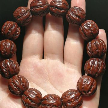 紫金鼠金八棱三眼菩提子核桃手串男女手链文玩佛珠念珠招财老料