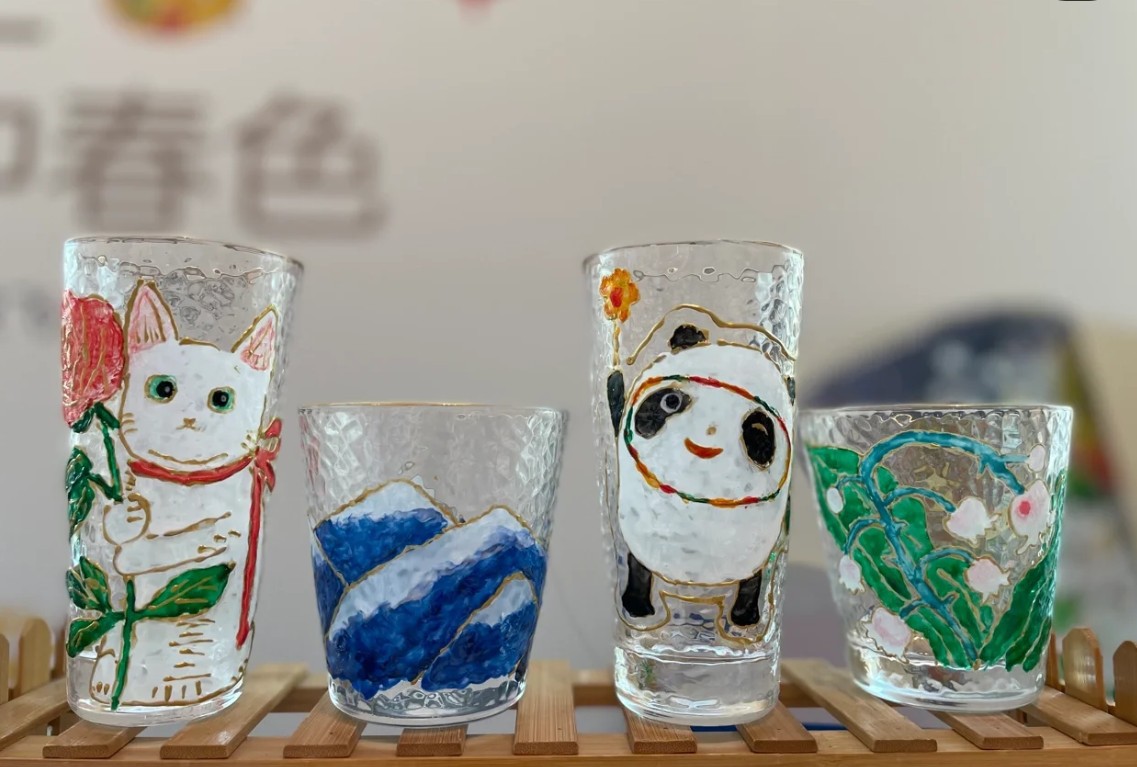 diy手绘玻璃杯手工制作diy画彩绘涂鸦玻璃画颜料喝创意生日礼物