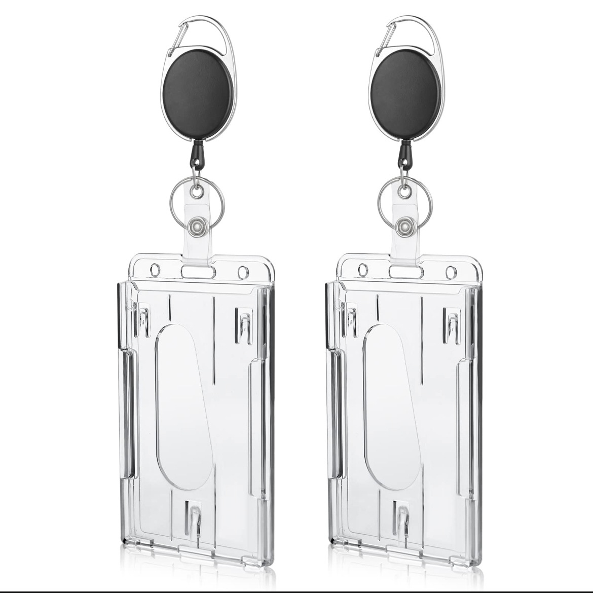 跨境品锌合金外框易拉扣钥匙扣配横竖PC双卡位证件卡套PS硬卡套