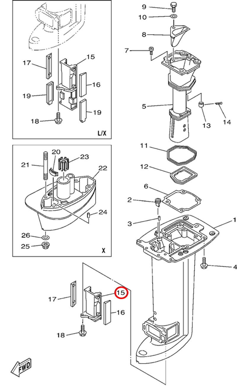 翟墨demons舷外机船外挂机橡皮艇冲锋舟导向块69p-47467-10-5b