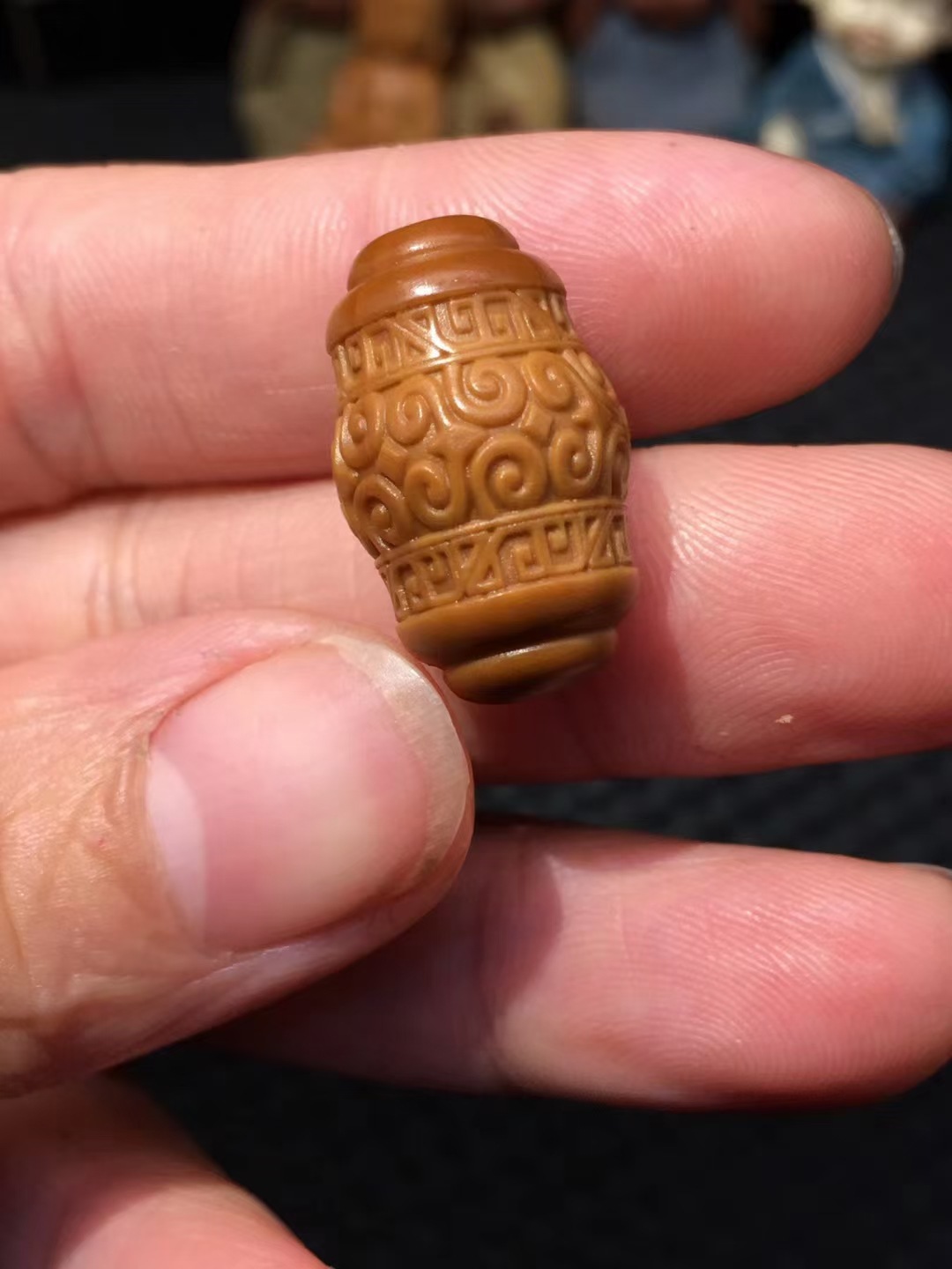 橄榄核单籽 回纹腰珠 男士文玩 佛珠 手串配珠 橄榄核雕单籽13x22