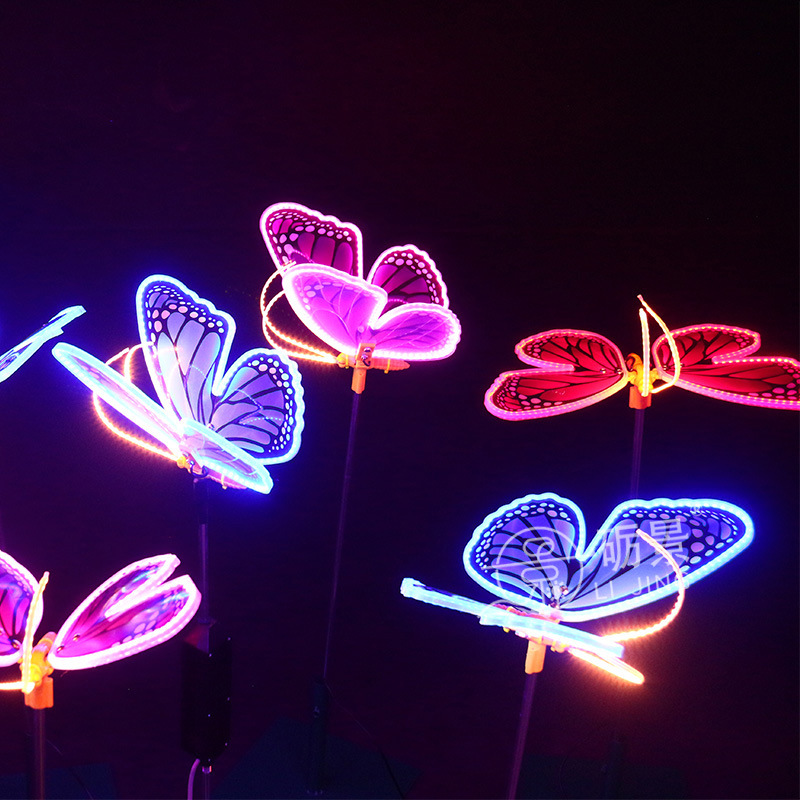 led仿真动态蝴蝶灯户外发光花园地插灯市政亮化景观灯光节造型灯