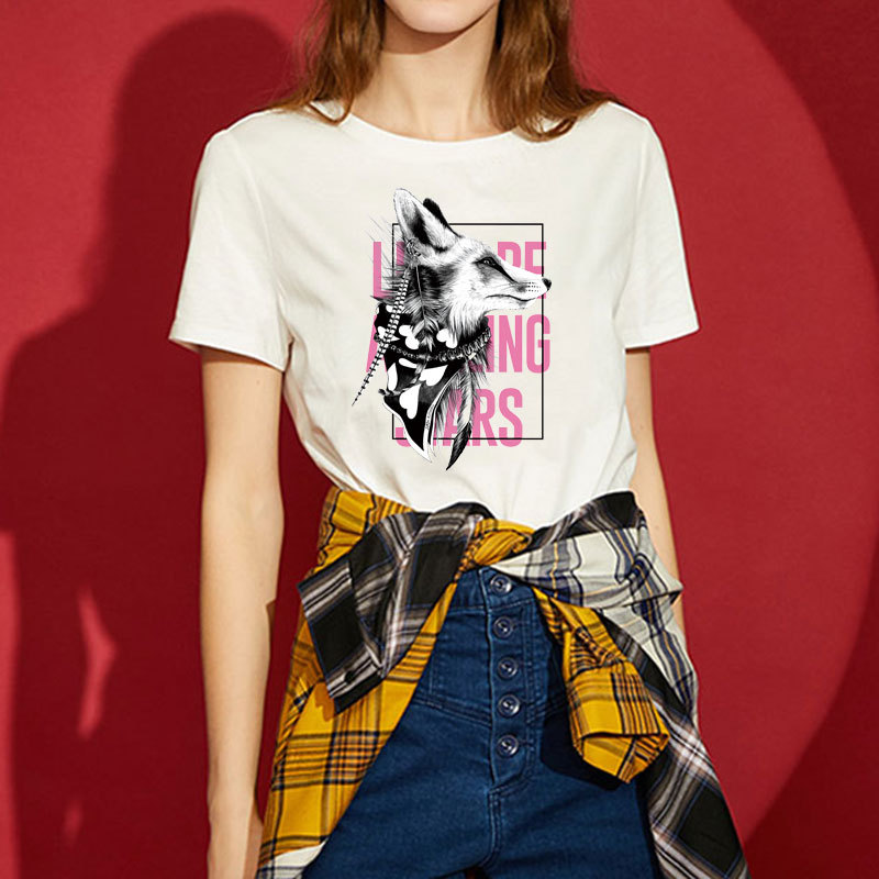 卡通图案狐狸字母羽毛烫画 服装印花烫图烫印logo热转移印花贴纸