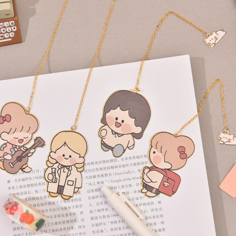 6折25551斯普维加 sv-1363卓小花上学记纯铜造型书签卡通女孩阅读