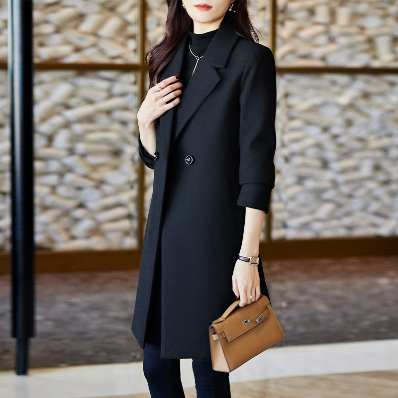 黑色小西装外套女春秋 今年流行大衣高级感西服中长款女款风衣女