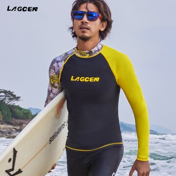 lagcen朗晨运动男潜水服长袖防晒长裤速干游泳衣套装