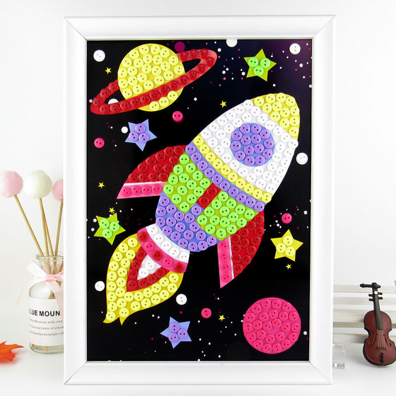 儿童创意纽扣粘贴画diy材料包幼儿园手工制作益智玩具扣子钻石画