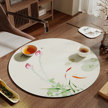 新中式水墨画圆形沥水垫茶桌茶席厨房台面吸水杯垫可擦免洗垫子