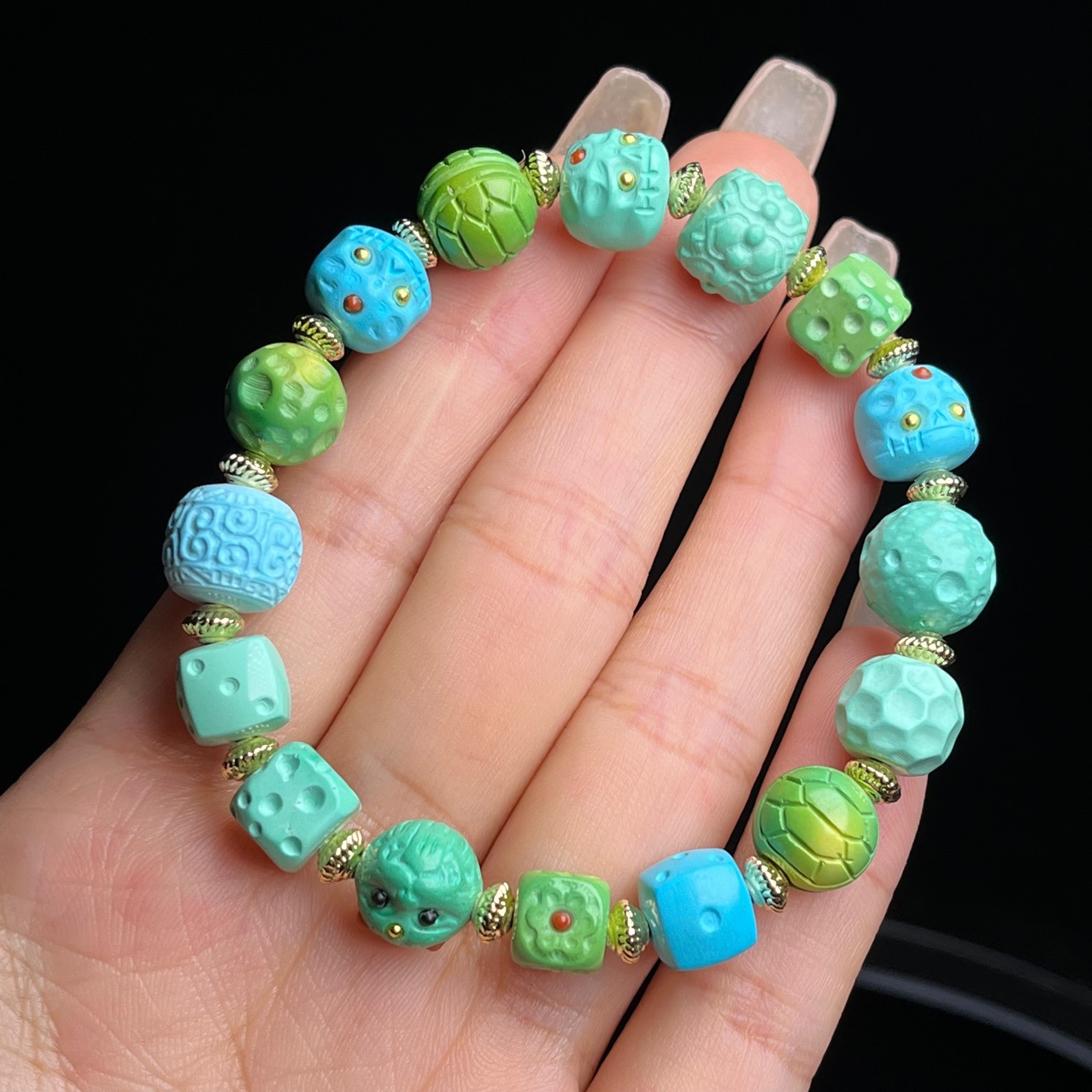 原创设计多宝菱镁矿蒙松手串高端盘玩手串手链文玩时尚饰品diy串